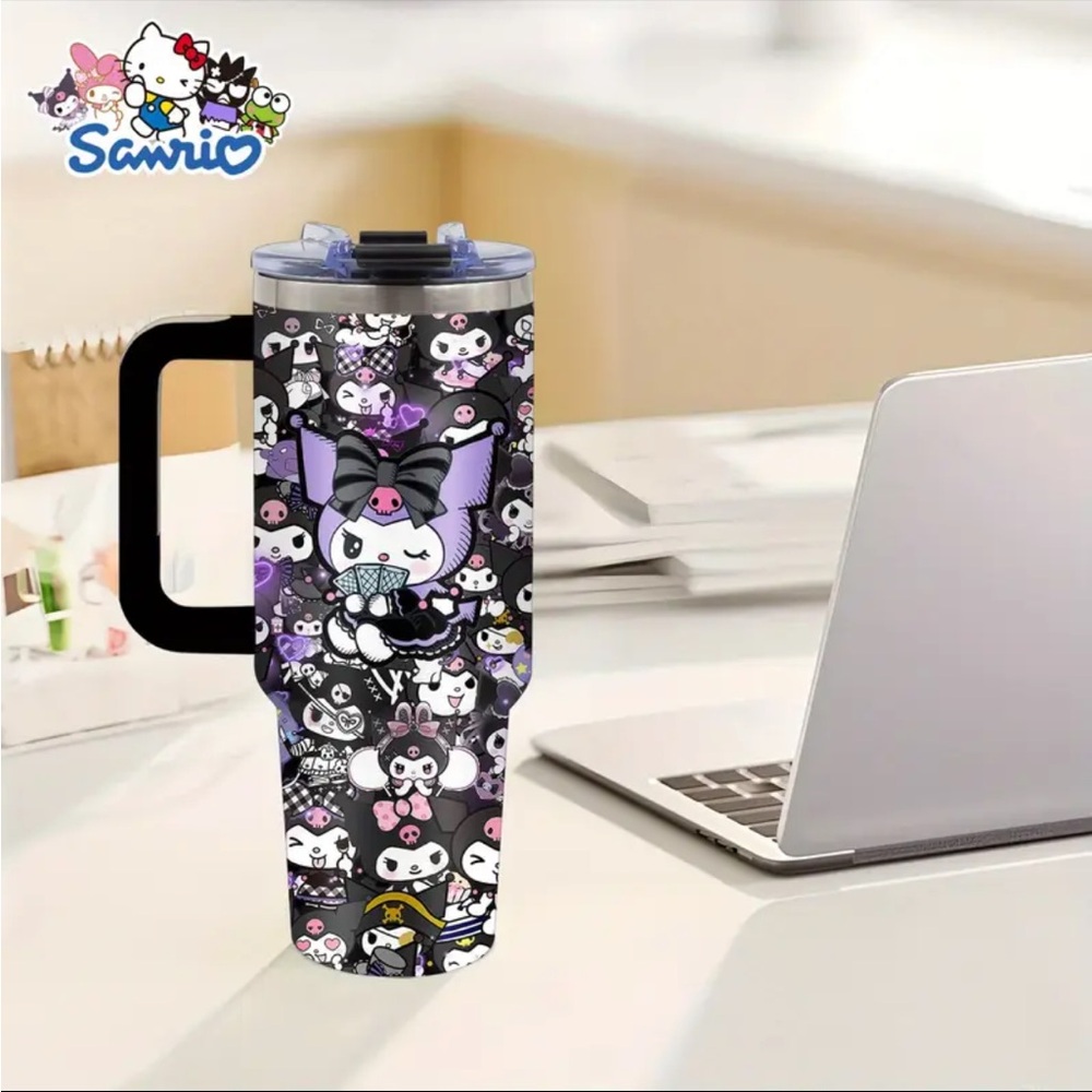 🆕 Kuromi - Black and Purple Tumbler - Sanrio - Stainless Steel - 40oz - NIB - Picture 9 of 14